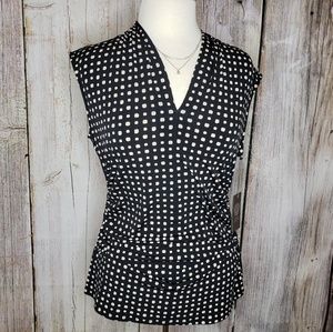 Vince Camuto Black Polka Dot Sleeveless Top